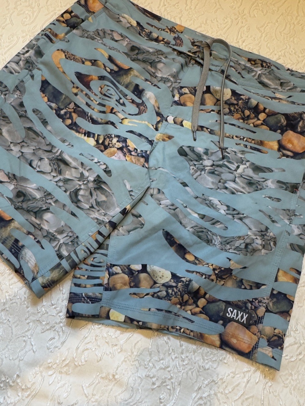 Saxx Light Blue Pebble-Print Swim Shorts